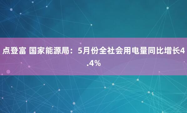 点登富 国家能源局：5月份全社会用电量同比增长4.4%
